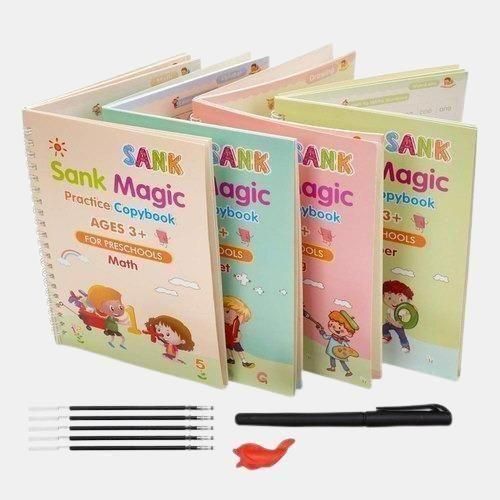 Reusable Handwriting Practice Book 4 BOOKS ,1 PEN, 1 GRIP, 10 REFILL