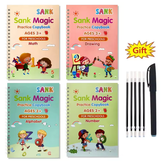 Reusable Handwriting Practice Book 4 BOOKS ,1 PEN, 1 GRIP, 10 REFILL