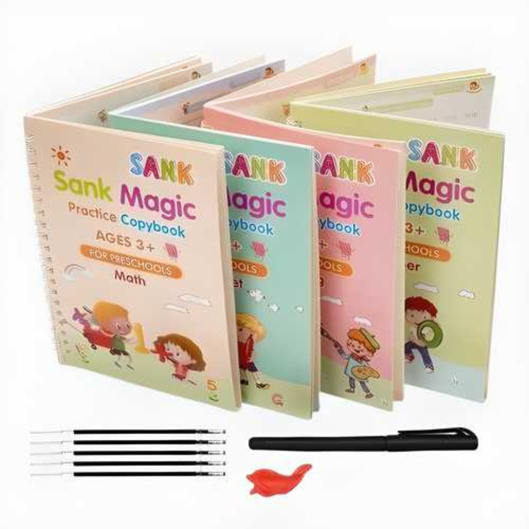Reusable Handwriting Practice Book 4 BOOKS ,1 PEN, 1 GRIP, 10 REFILL