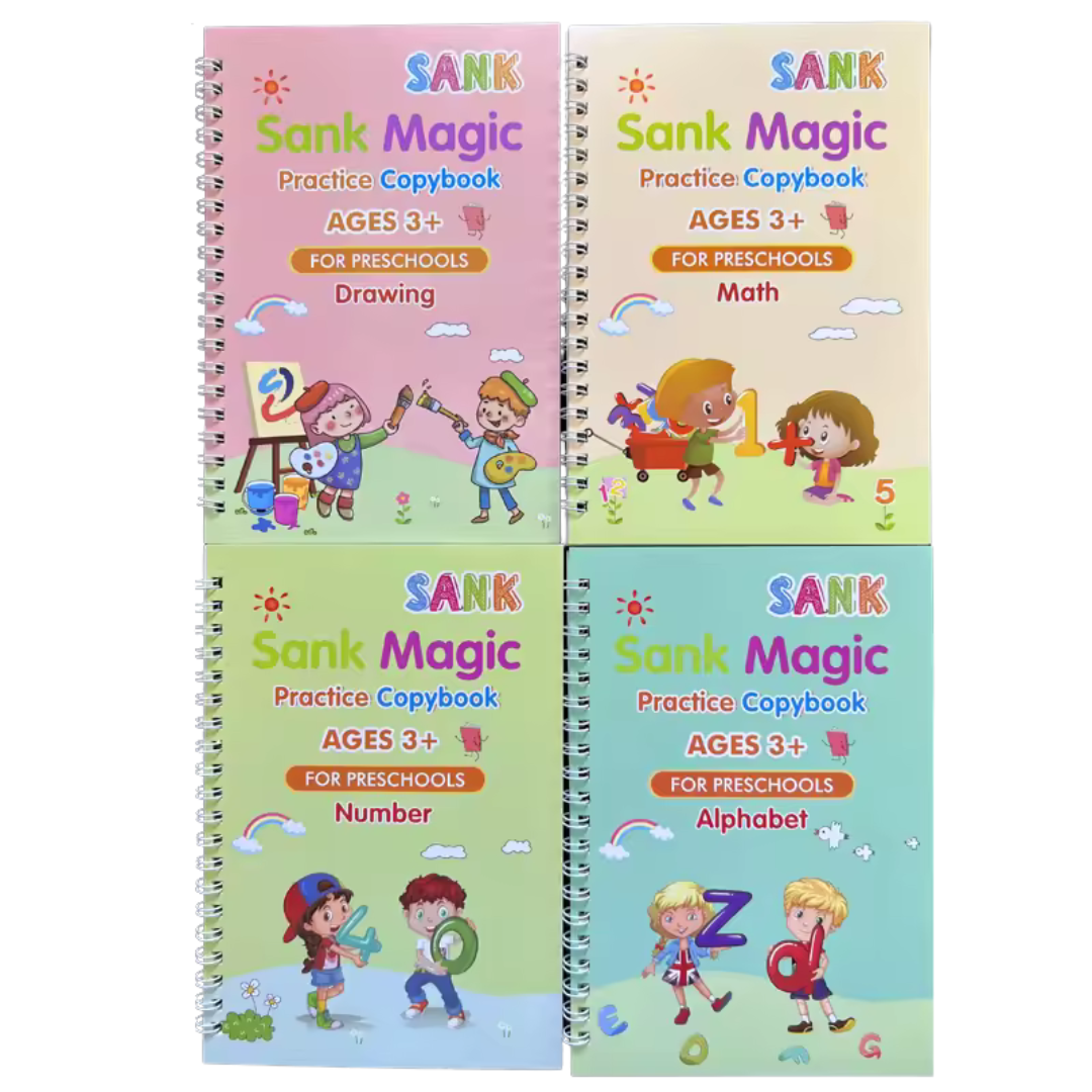 Reusable Handwriting Practice Book 4 BOOKS ,1 PEN, 1 GRIP, 10 REFILL