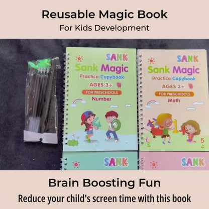 Reusable Handwriting Practice Book 4 BOOKS ,1 PEN, 1 GRIP, 10 REFILL
